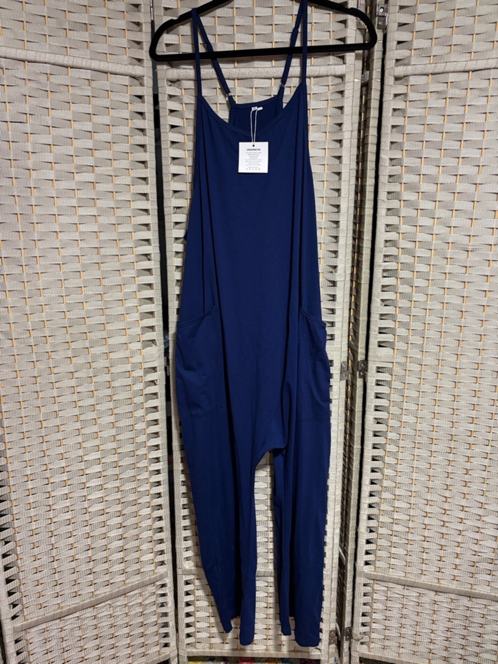 Uniankiya Women’s Navy Blue Relaxed Jumpsuit with Pockets